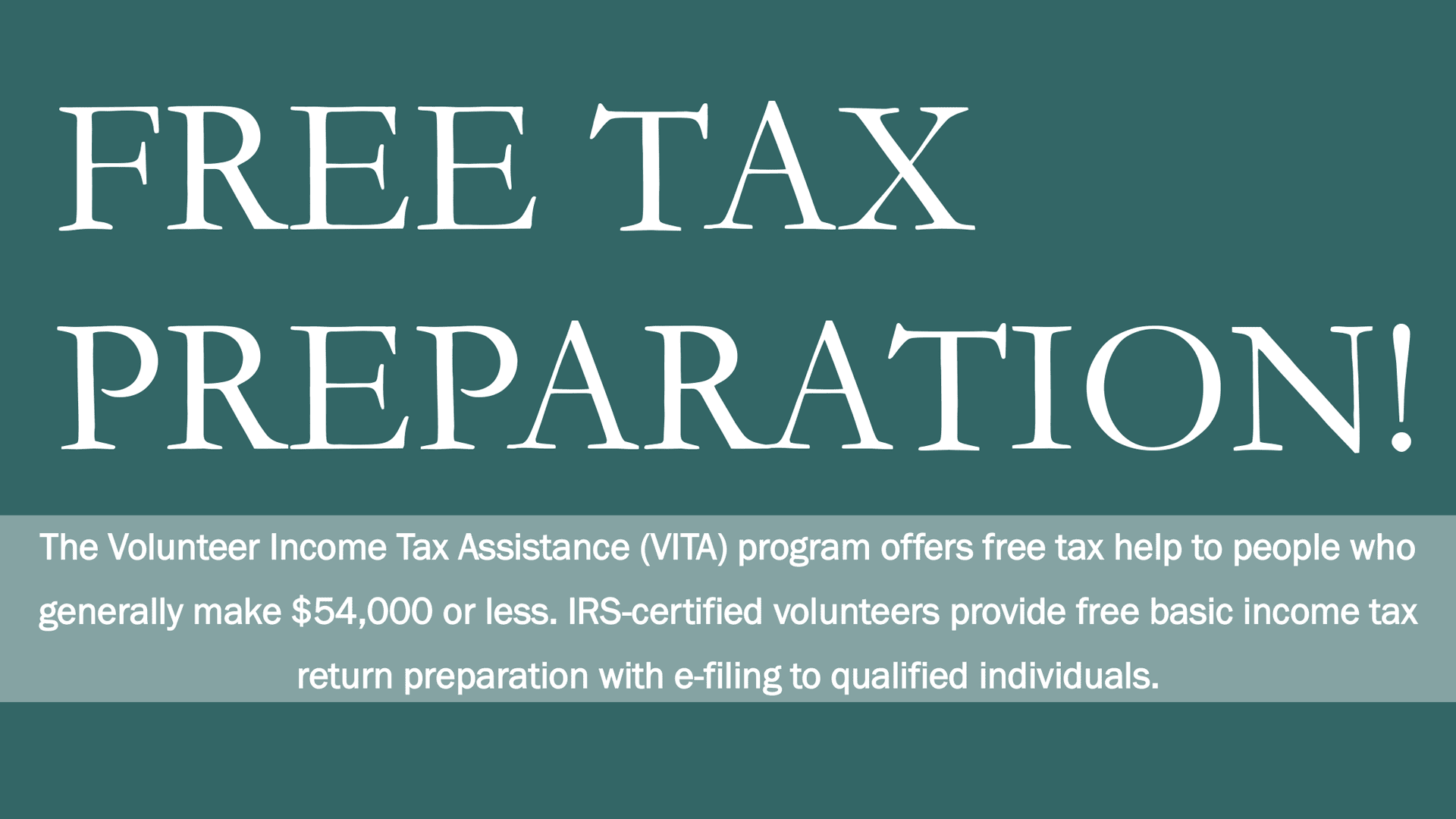 Image for Free Tax Preparation for Residents of Bay Terrace, Hillside Terrace and Bergerson Terrace!